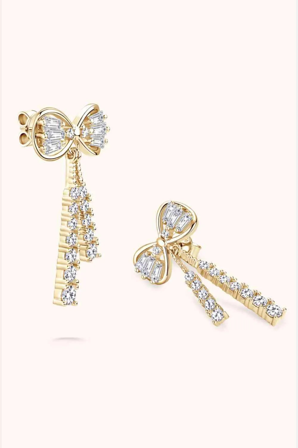 1.12 Carat Moissanite 925 Sterling Silver Bow Earrings Moissanite - Tophatter Daily Deals